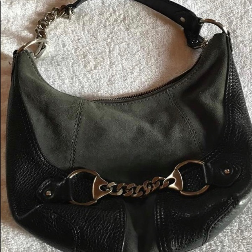 Suede and leather mini bag